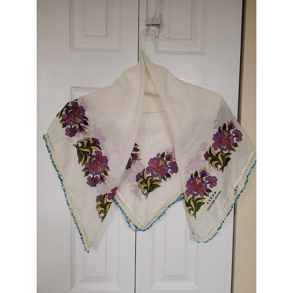 Turkish Vintage Floral Head/Neck Square Retro Scarf‎ Bohemian Boho 32in X 32in